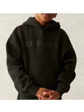 NWT - Kids ESSENTIALS Fear of God SS21 Hoodie in Jet Black - Size XS (3/4)